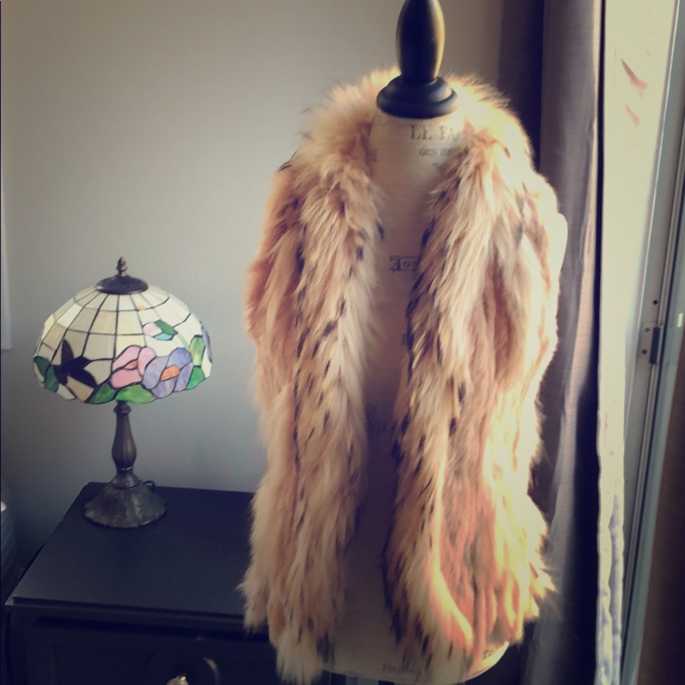 Beautiful fox fur and rabbit pink vest